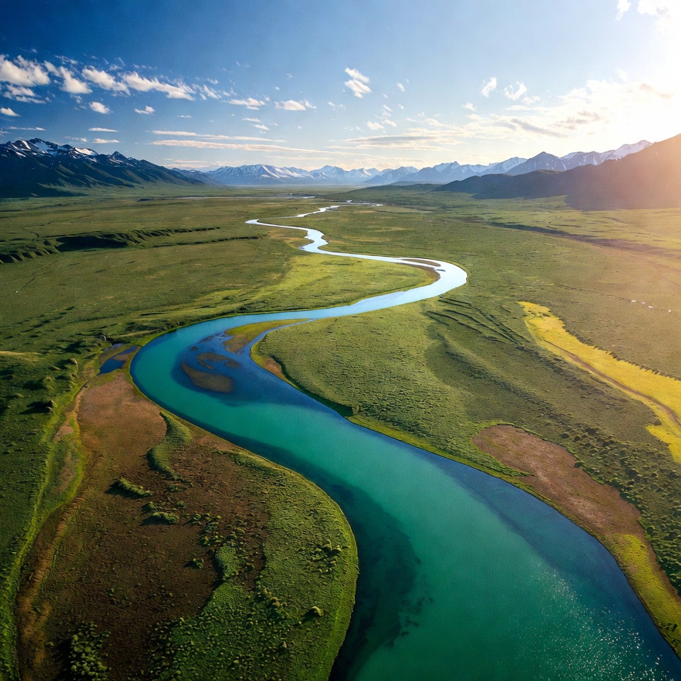 Turquoise River in Mountain Valley Turquoise River in Mountain Valley