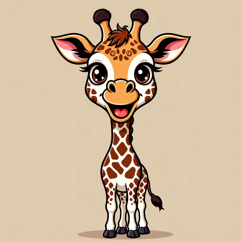 Cute cartoon baby giraffe smiling Cute cartoon baby giraffe smiling