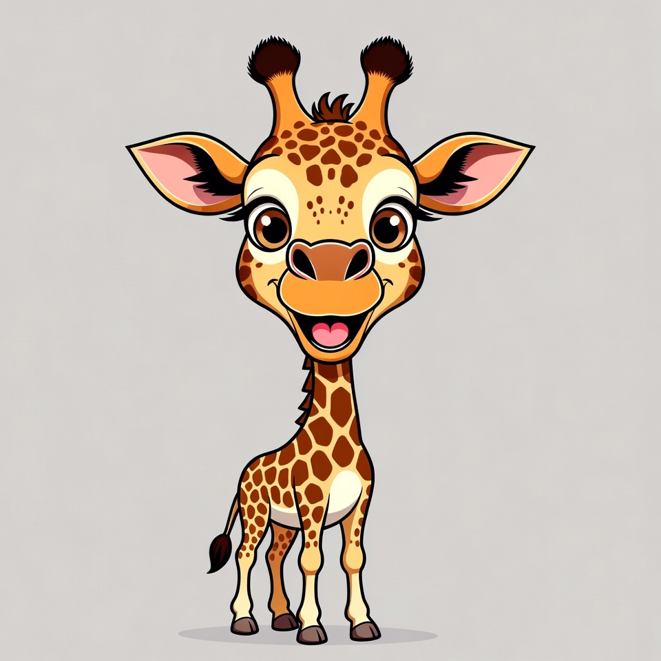 Cute Cartoon Giraffe Smiling Cute Cartoon Giraffe Smiling