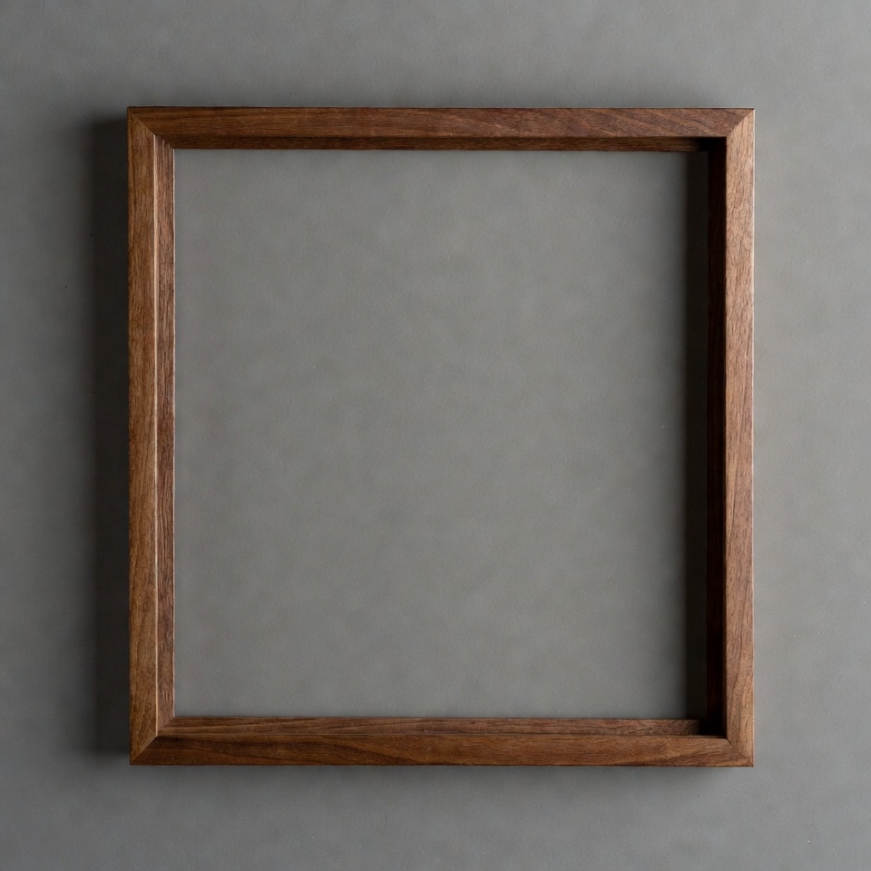 Wooden Picture Frame on Gray Wall Wooden Picture Frame on Gray Wall
