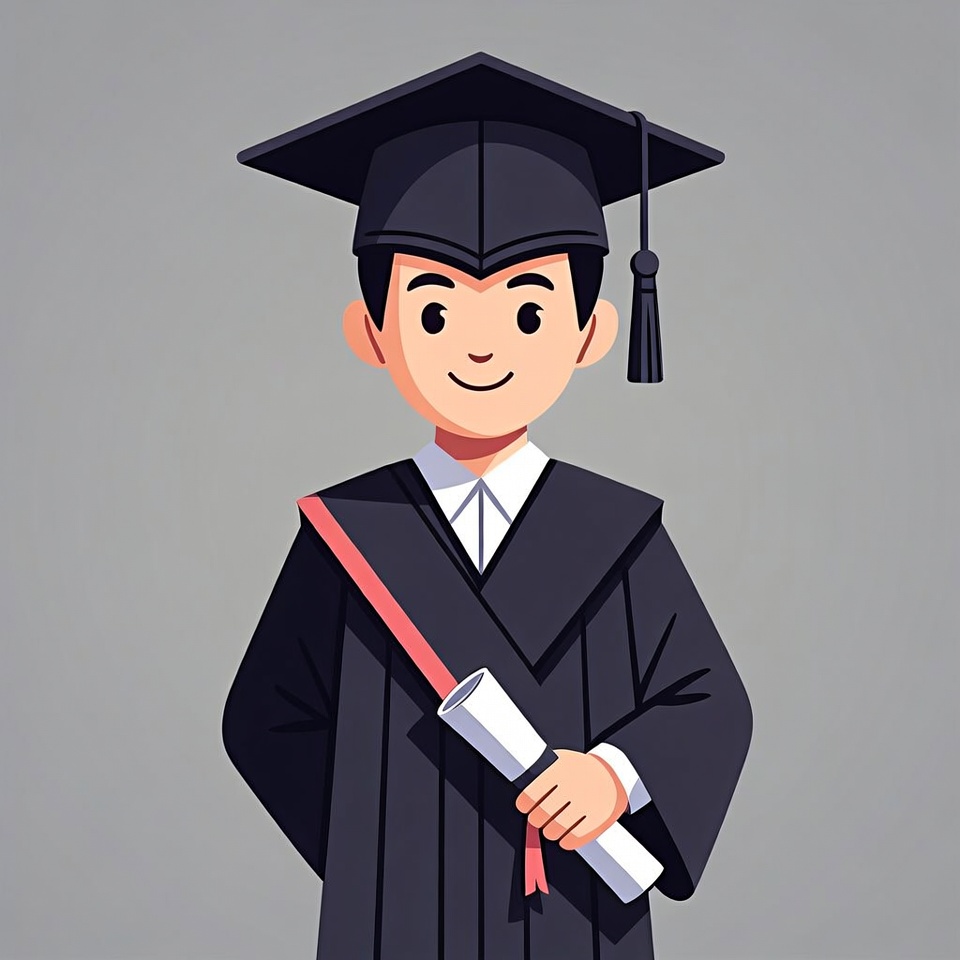 Smiling Asian boy in graduation gown Smiling Asian boy in graduation gown