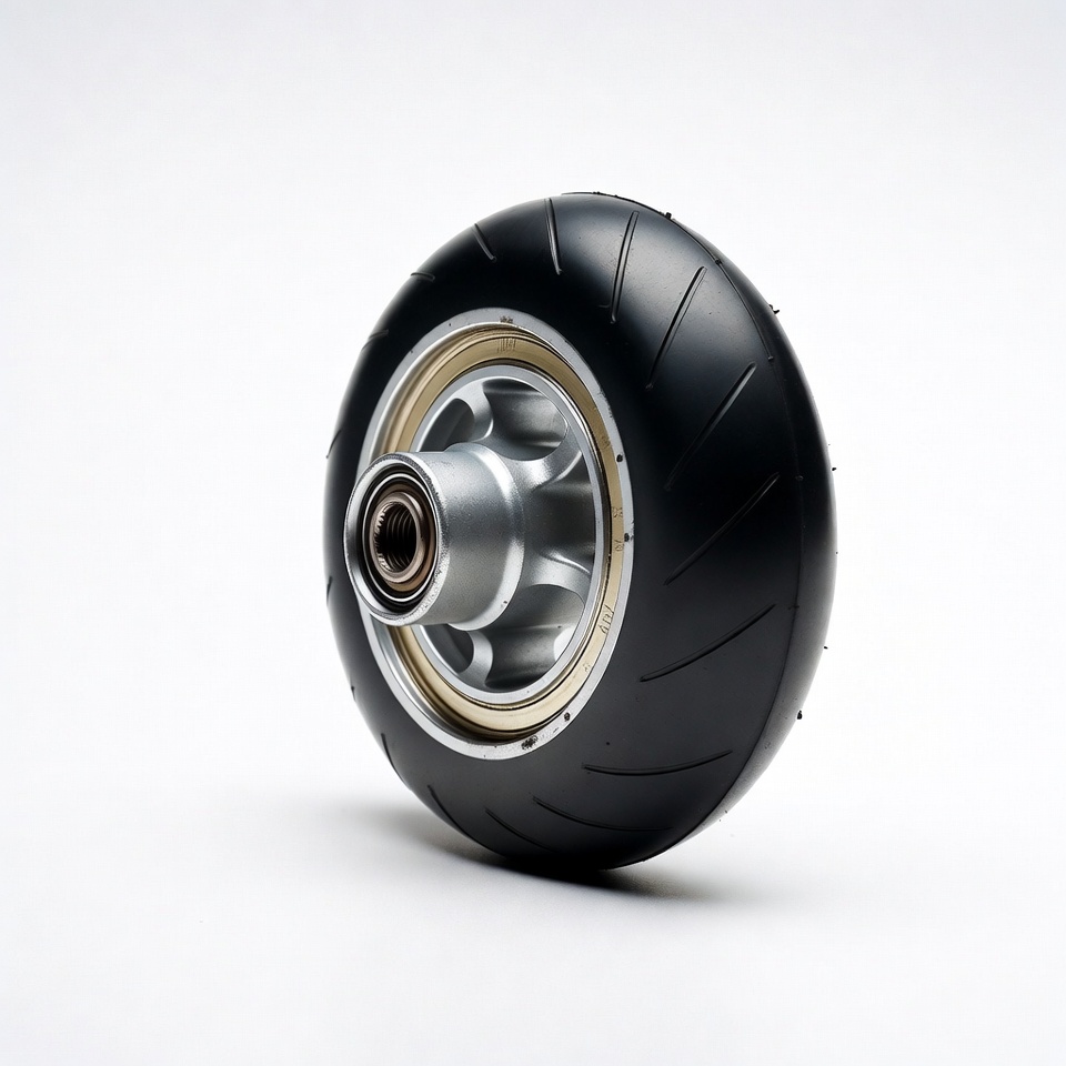 Black racing wheel with silver hub Black racing wheel with silver hub