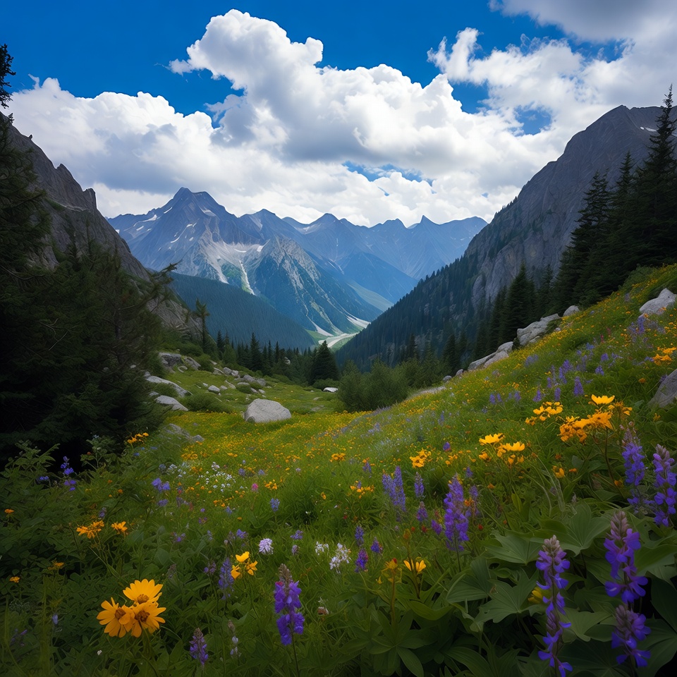 Mountain Valley with Wildflowers Mountain Valley with Wildflowers