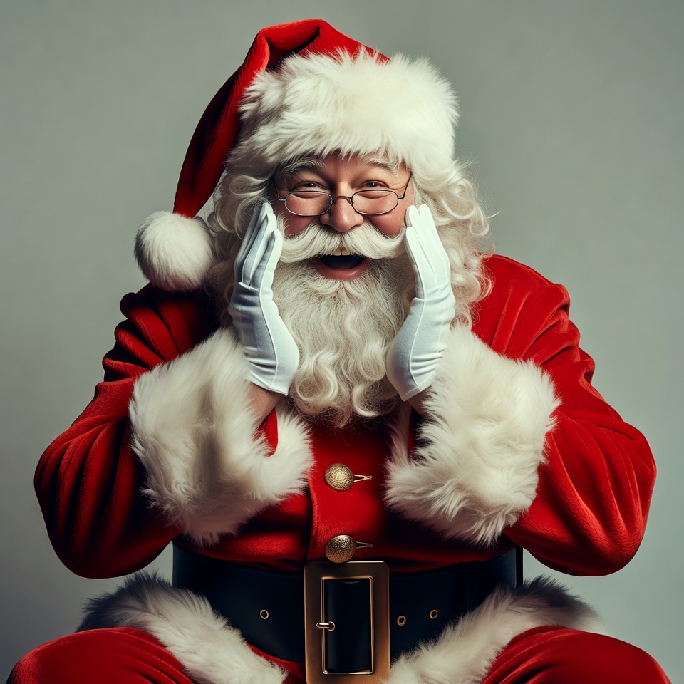 Smiling Santa Claus with hands on cheeks Smiling Santa Claus with hands on cheeks