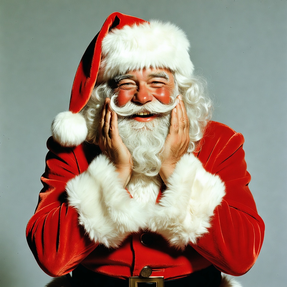 Smiling Santa Claus with hands on beard Smiling Santa Claus with hands on beard