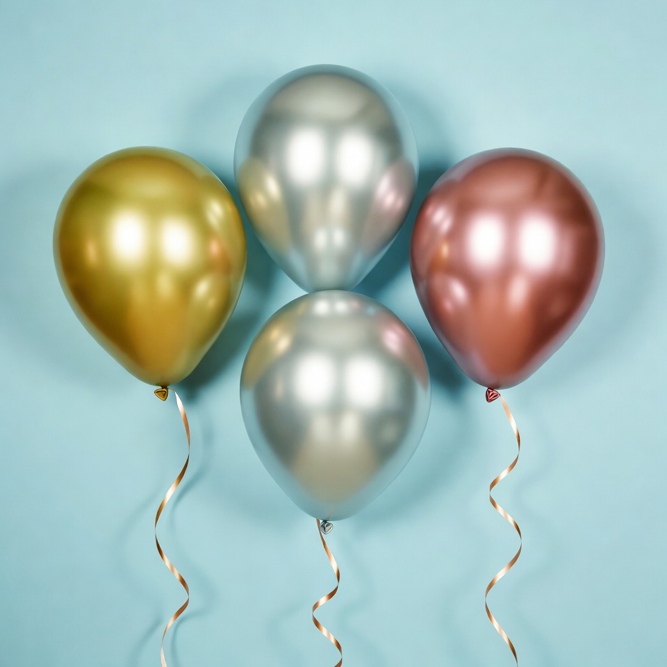 Gold Silver Bronze Balloons on Blue Background Gold Silver Bronze Balloons on Blue Background