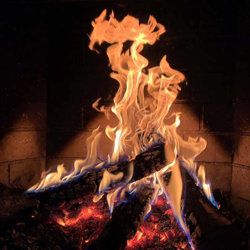 Burning Fire in Fireplace Burning Fire in Fireplace