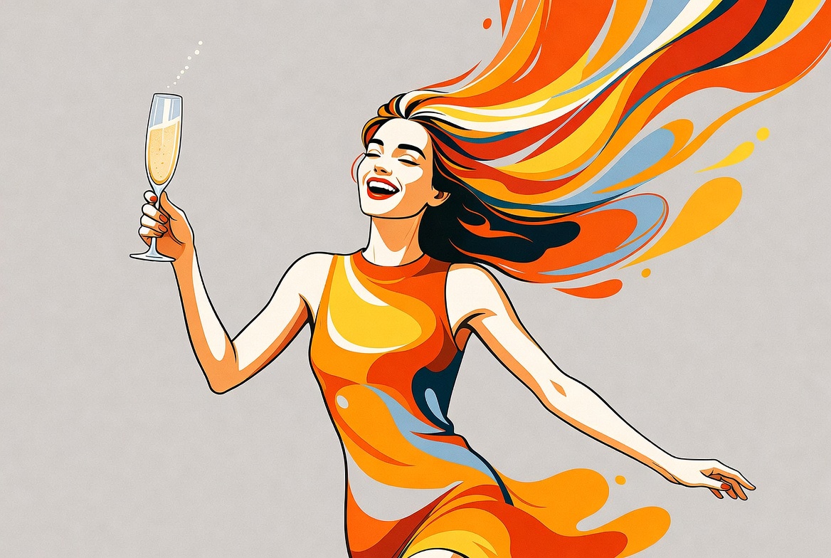 Woman toasting with champagne glass Woman toasting with champagne glass