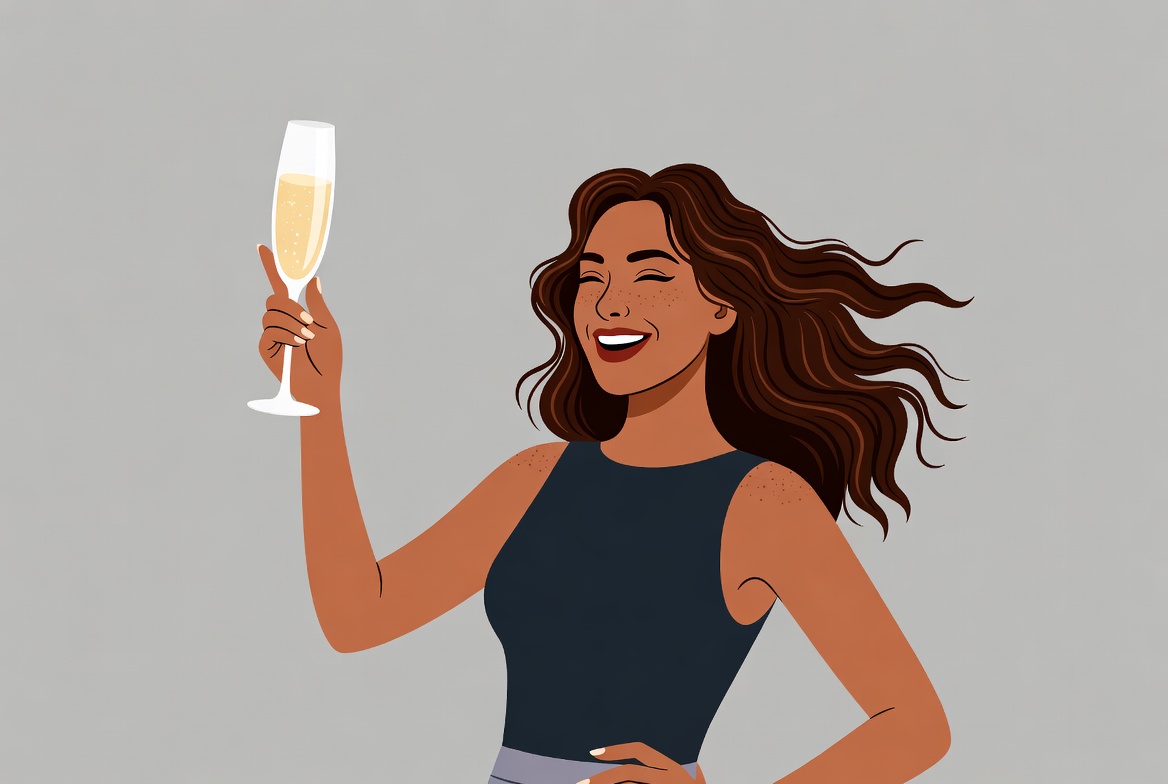 Woman toasting with champagne glass Woman toasting with champagne glass