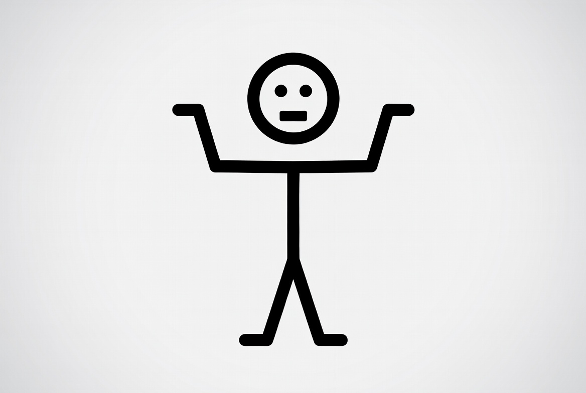 Stick figure man shrugging shoulders Stick figure man shrugging shoulders