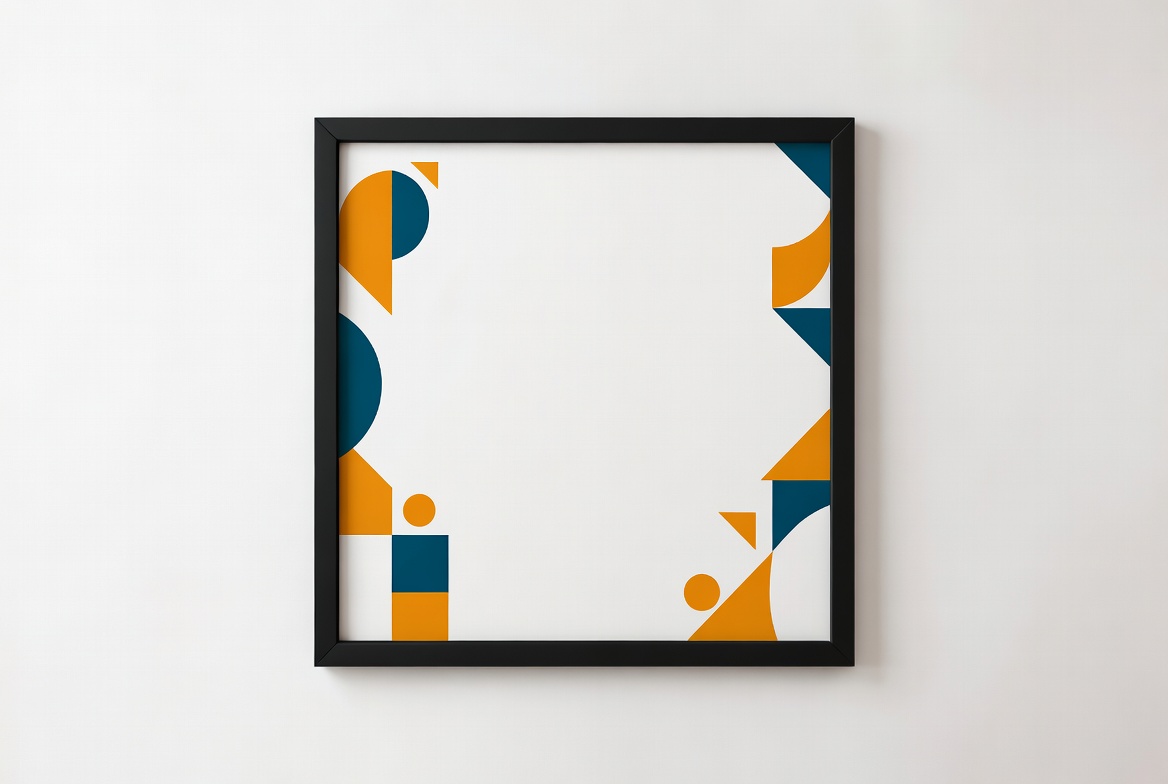 Geometric Abstract Art in Black Frame Geometric Abstract Art in Black Frame