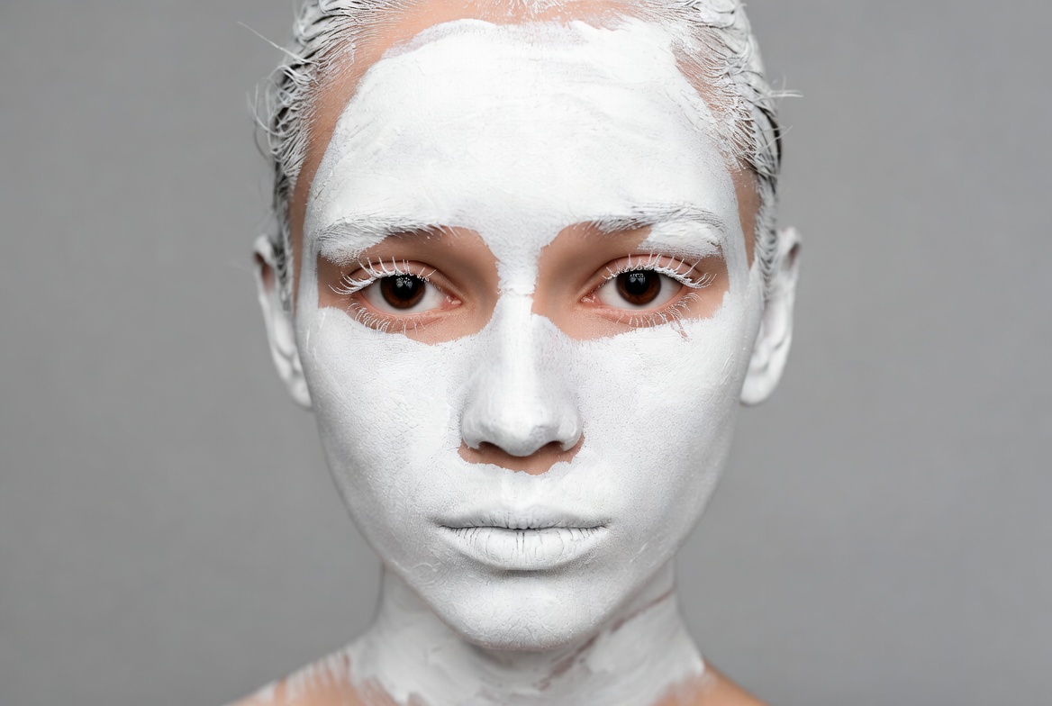 Woman with white face mask Woman with white face mask