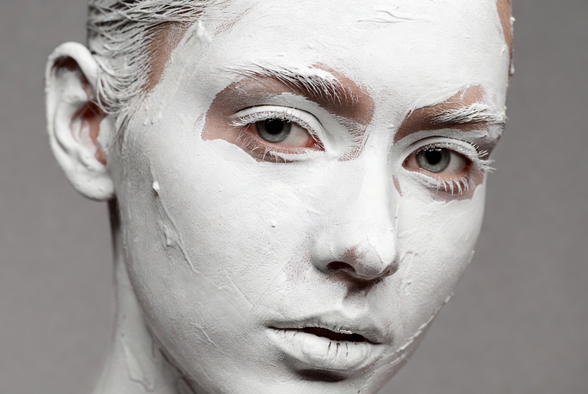 Woman with white face paint Woman with white face paint