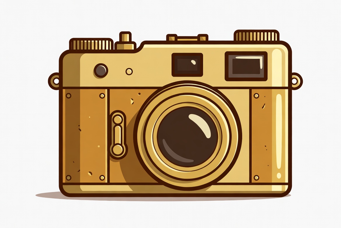 Vintage Gold Camera Illustration Vintage Gold Camera Illustration