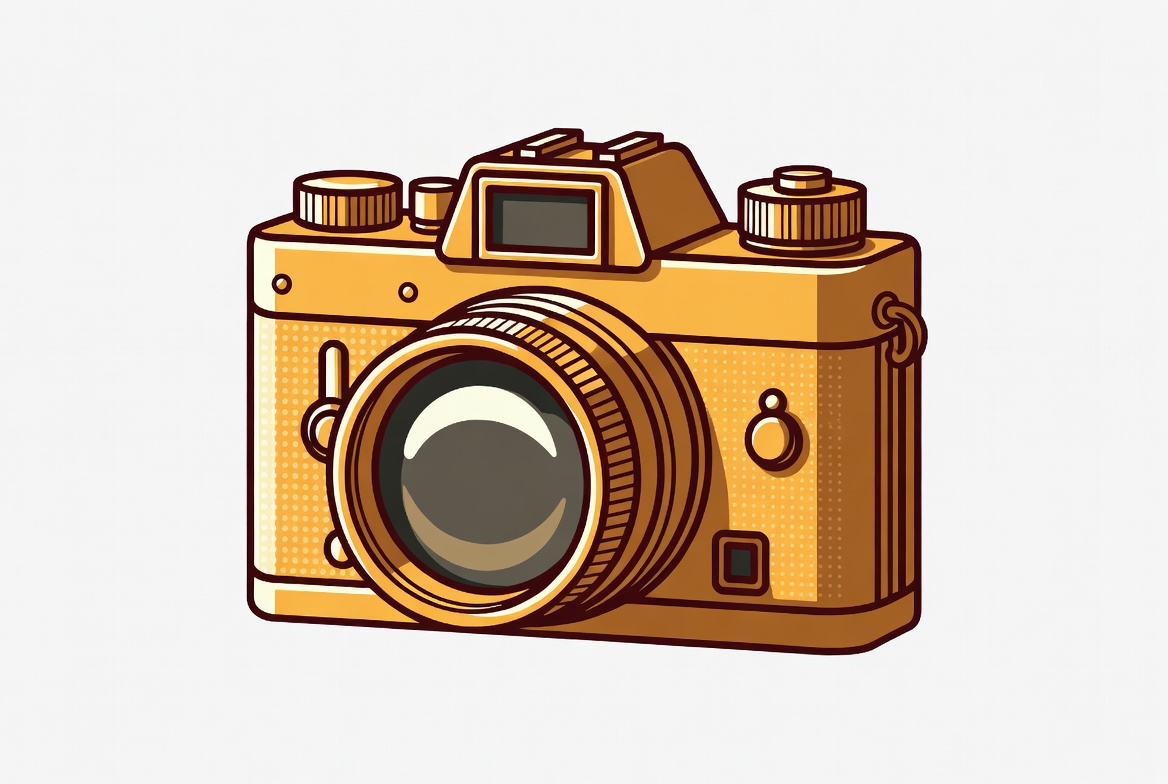 Golden Vintage Camera Illustration Golden Vintage Camera Illustration