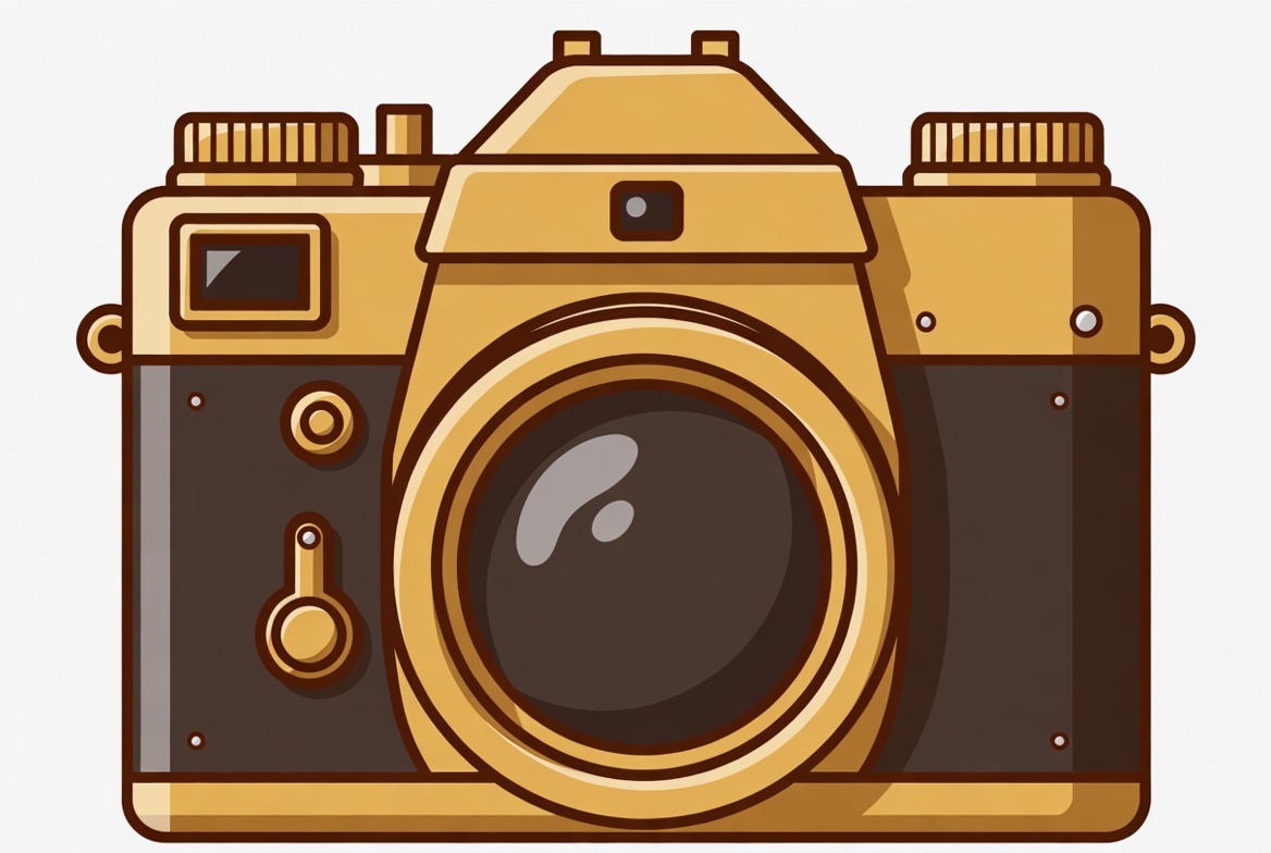 Vintage Gold SLR Camera Illustration Vintage Gold SLR Camera Illustration
