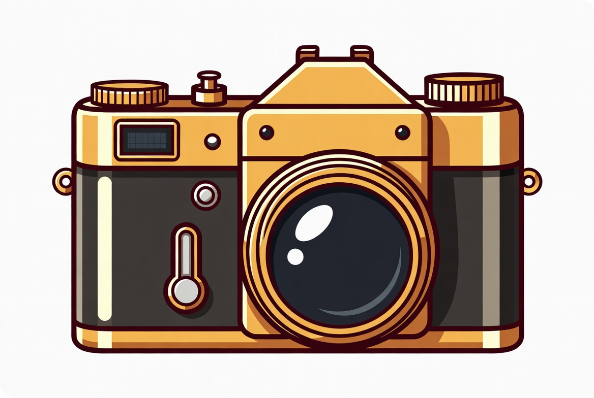 Golden Vintage Camera Illustration Golden Vintage Camera Illustration