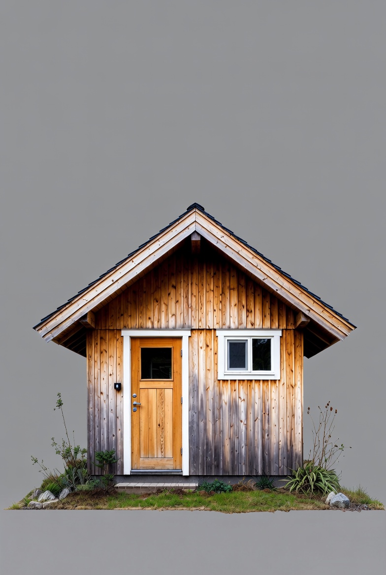 Small wooden cabin on grass Small wooden cabin on grass
