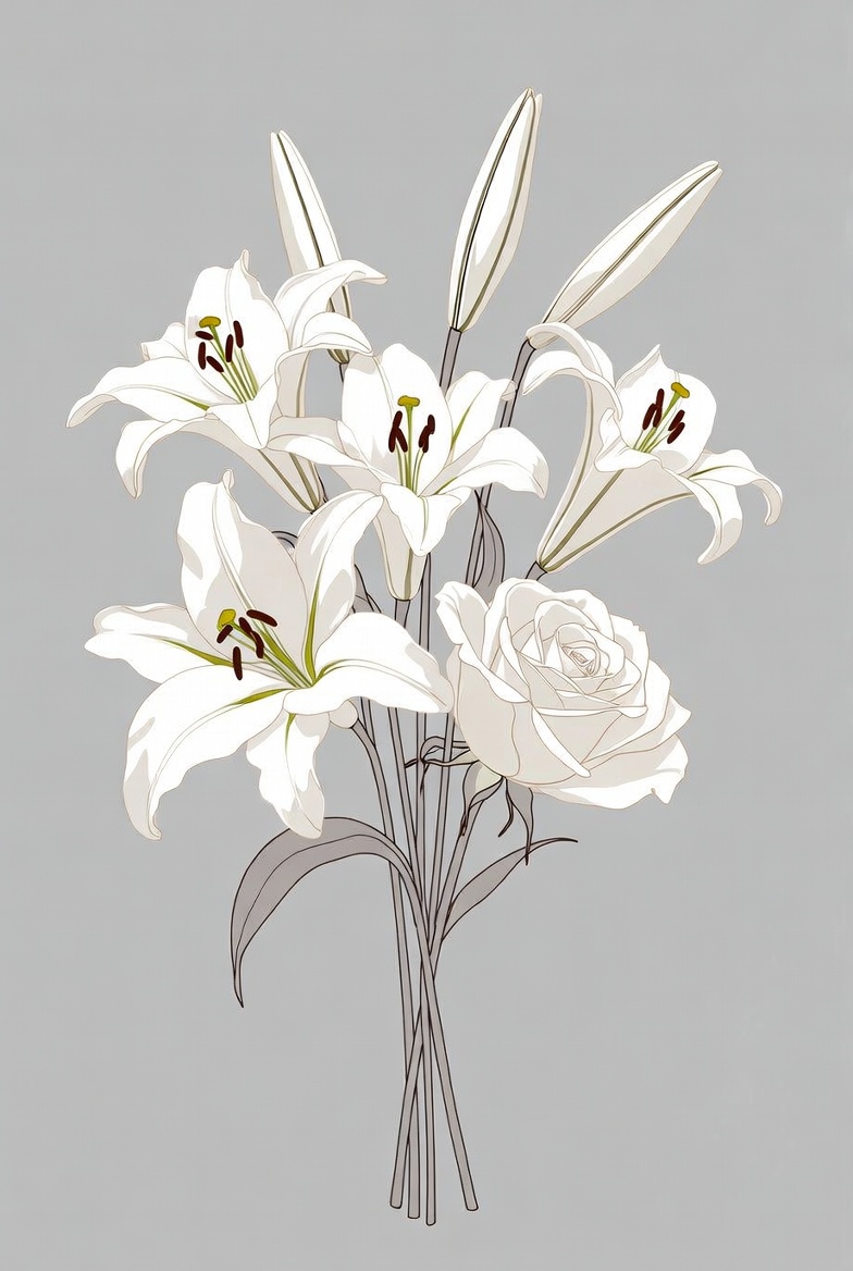 White Lilies and Rose Bouquet White Lilies and Rose Bouquet