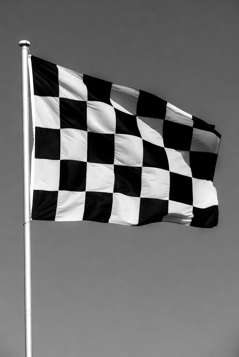 Waving Checkered Flag on Pole Waving Checkered Flag on Pole