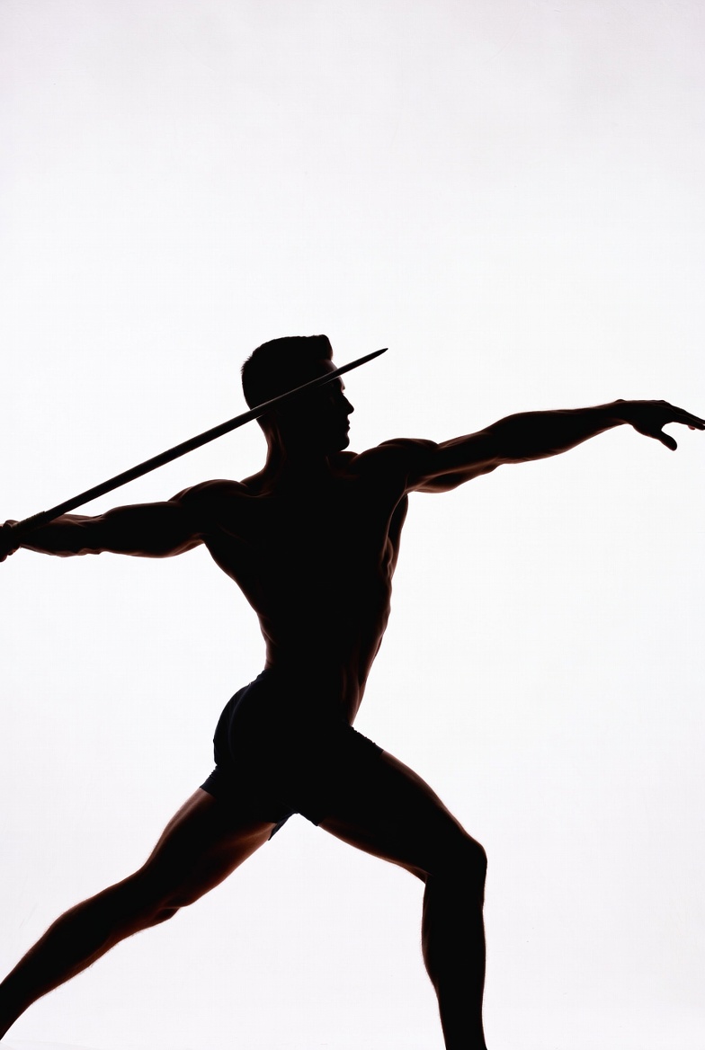 Man throwing javelin silhouette Man throwing javelin silhouette