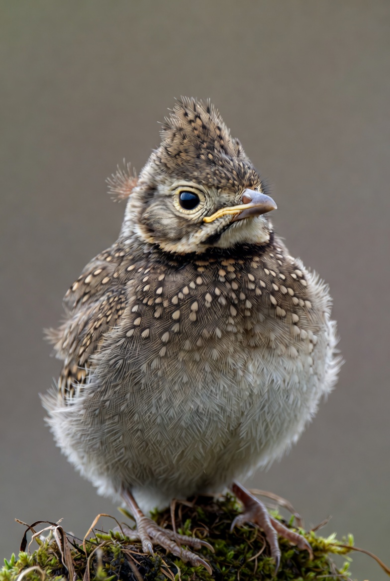 Fluffy baby killdeer bird on moss Fluffy baby killdeer bird on moss