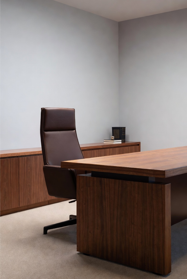Modern Wooden Desk with Leather Chair Modern Wooden Desk with Leather Chair