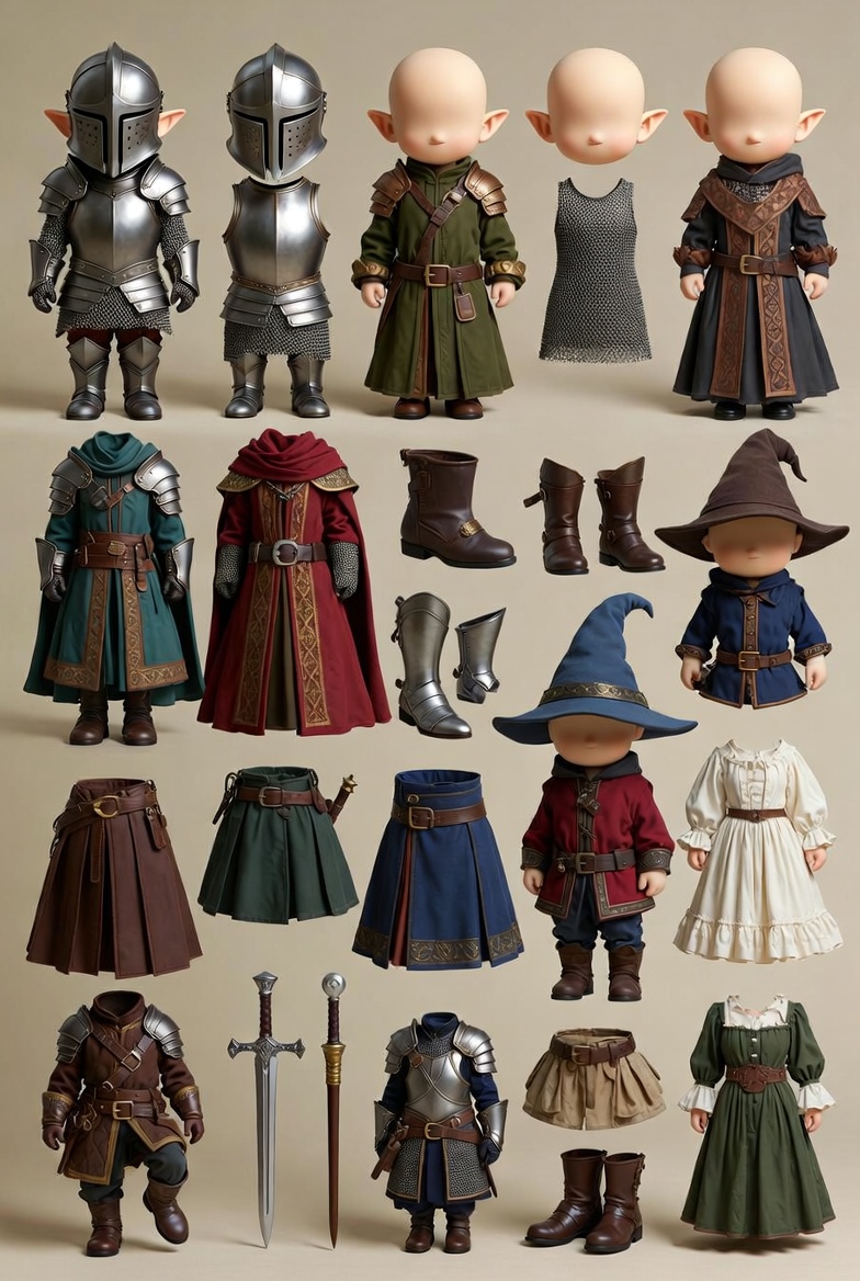 Fantasy Doll Clothes and Accessories Display Fantasy Doll Clothes and Accessories Display