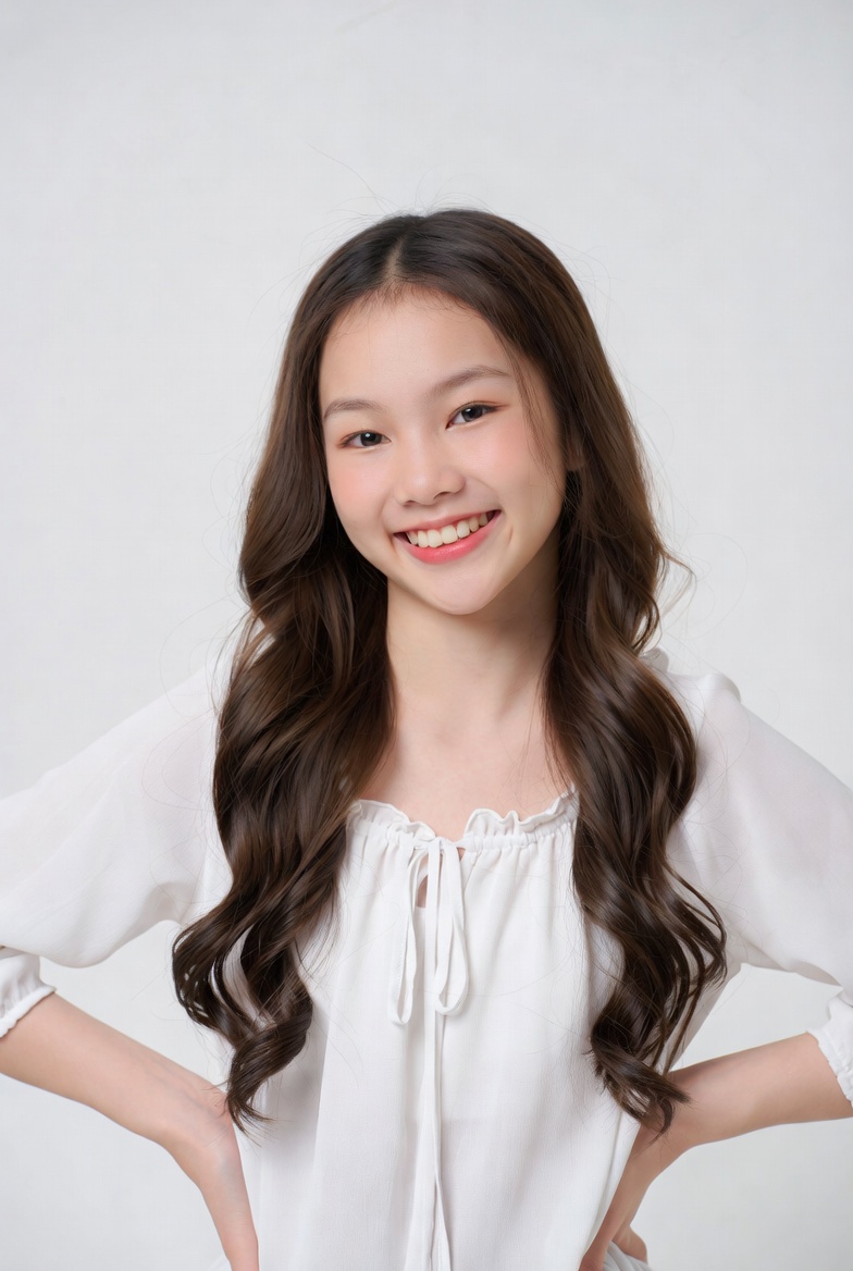 Smiling Asian girl in white blouse Smiling Asian girl in white blouse