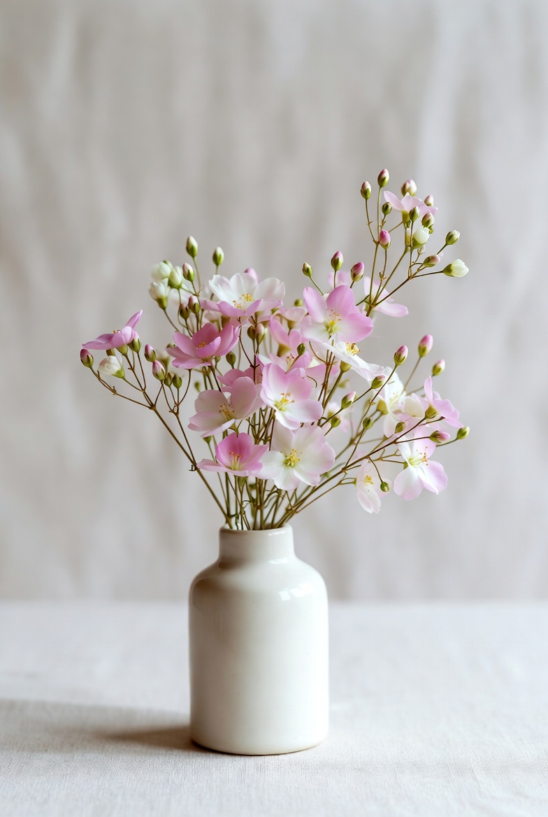 Pink white flowers in white vase Pink white flowers in white vase