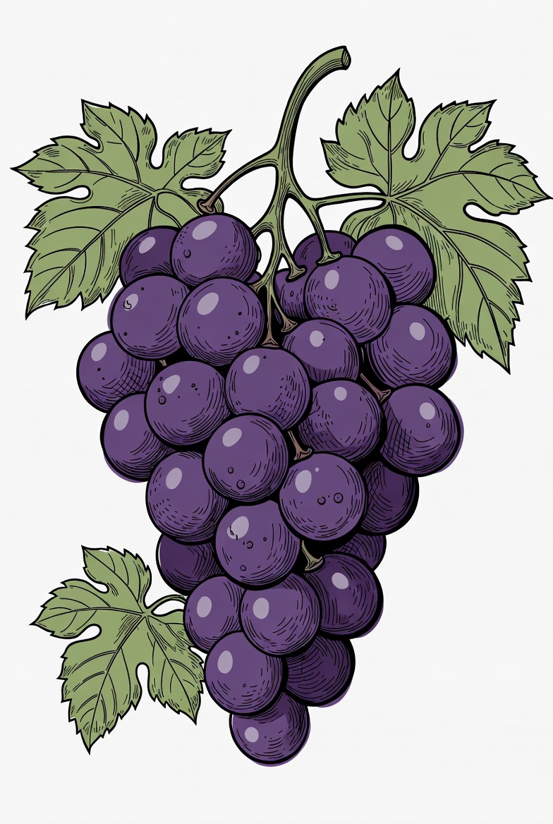Purple grape bunch with leaves Purple grape bunch with leaves
