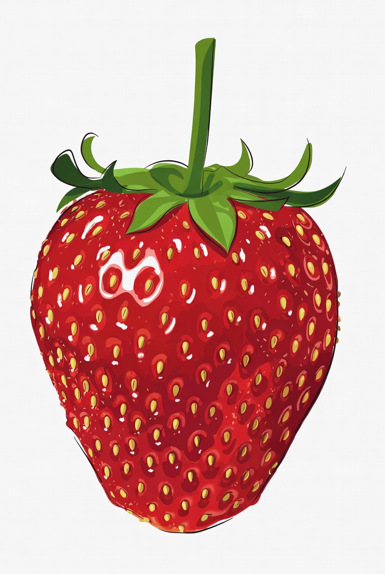 Red strawberry with green stem Red strawberry with green stem