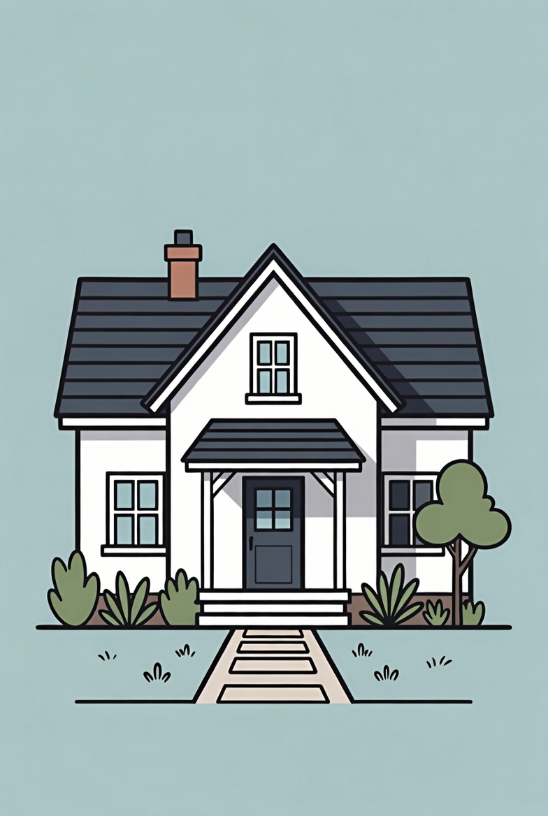 White house with porch illustration White house with porch illustration