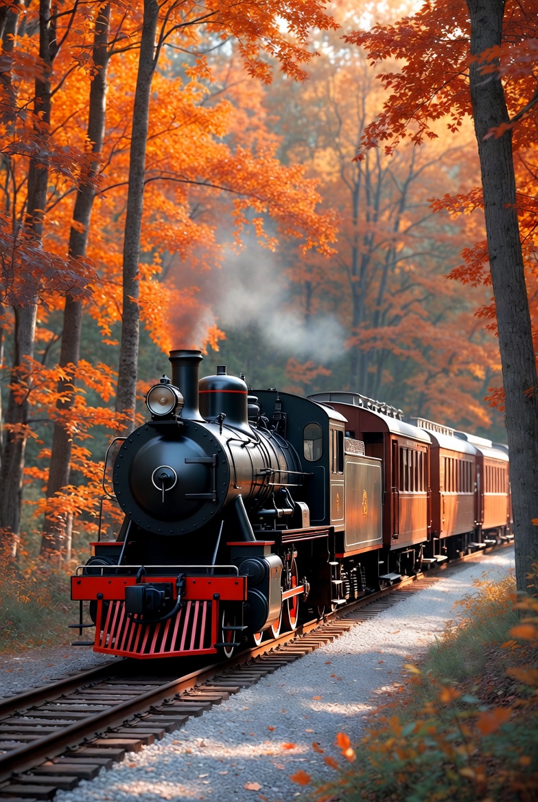 Steam train in autumn forest Steam train in autumn forest