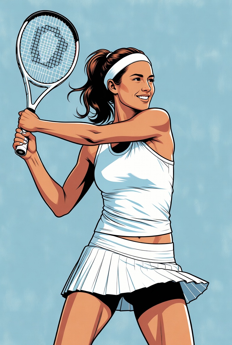 Woman serving tennis racket illustration Woman serving tennis racket illustration