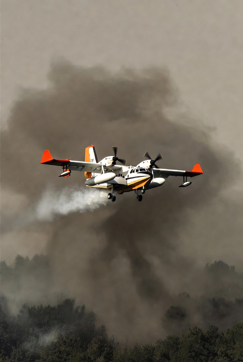 Firefighting Seaplane Dropping Water Firefighting Seaplane Dropping Water