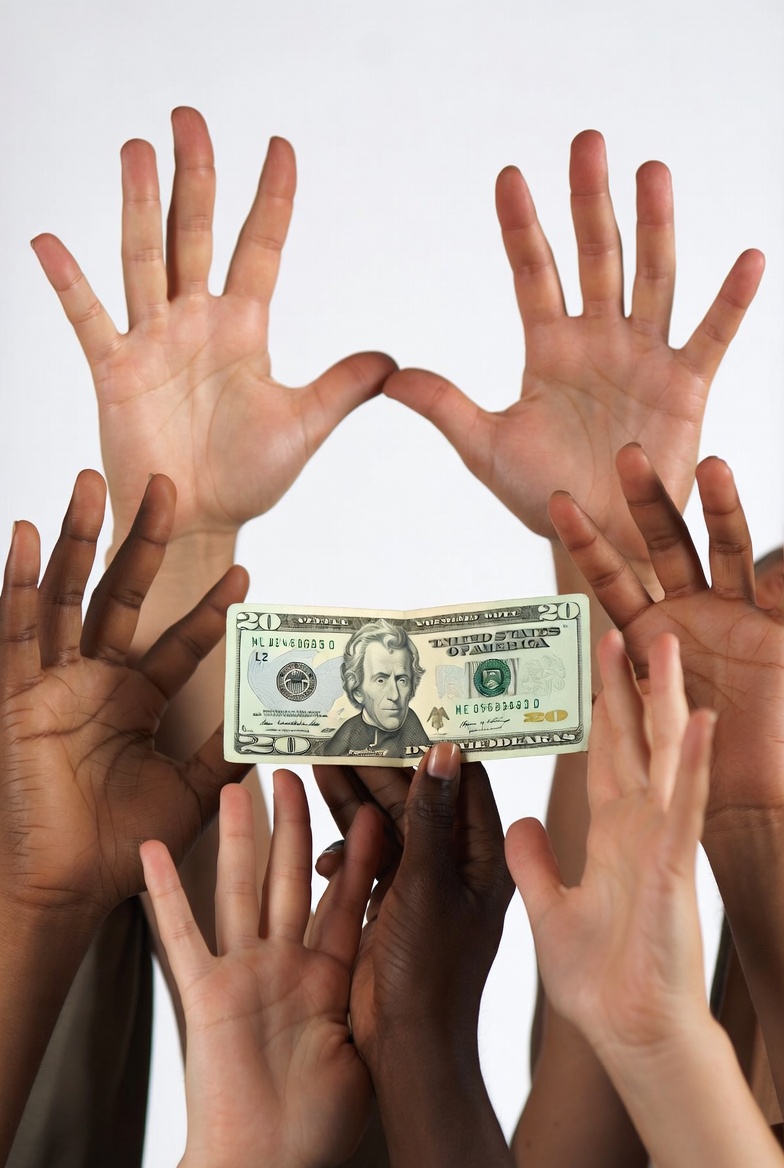 Hands Holding Twenty Dollar Bill Hands Holding Twenty Dollar Bill