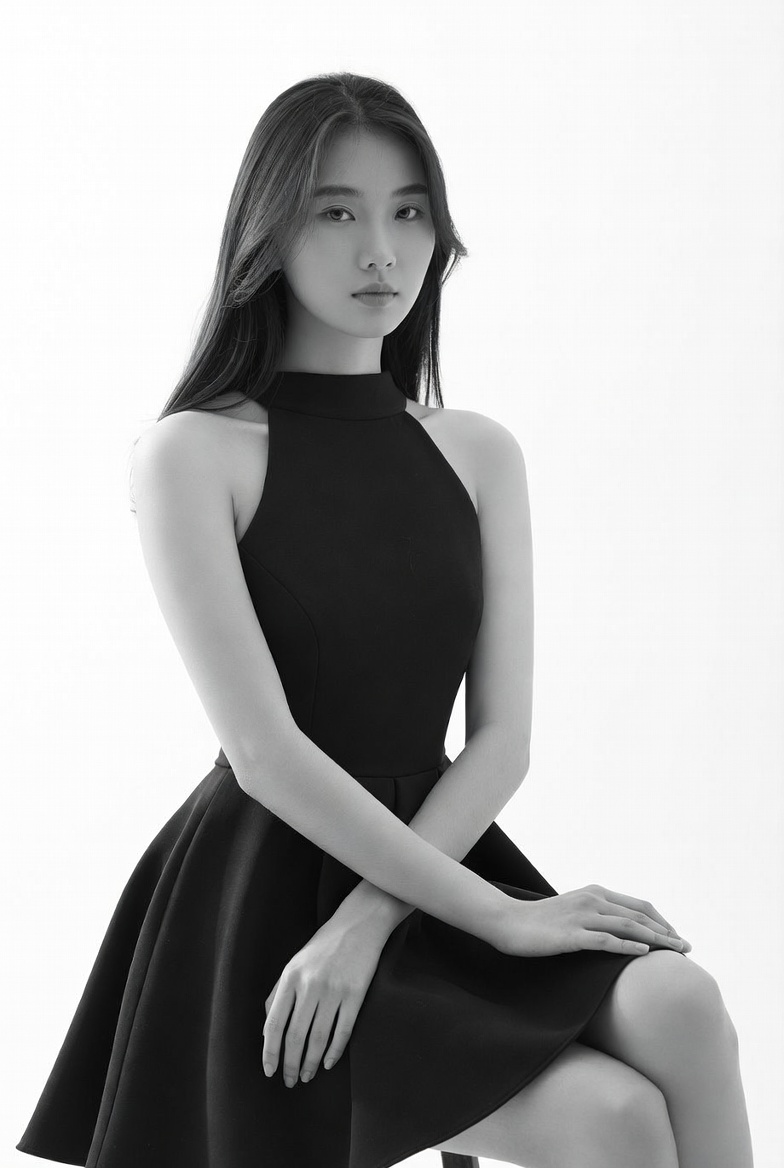 Asian woman in black halter dress Asian woman in black halter dress