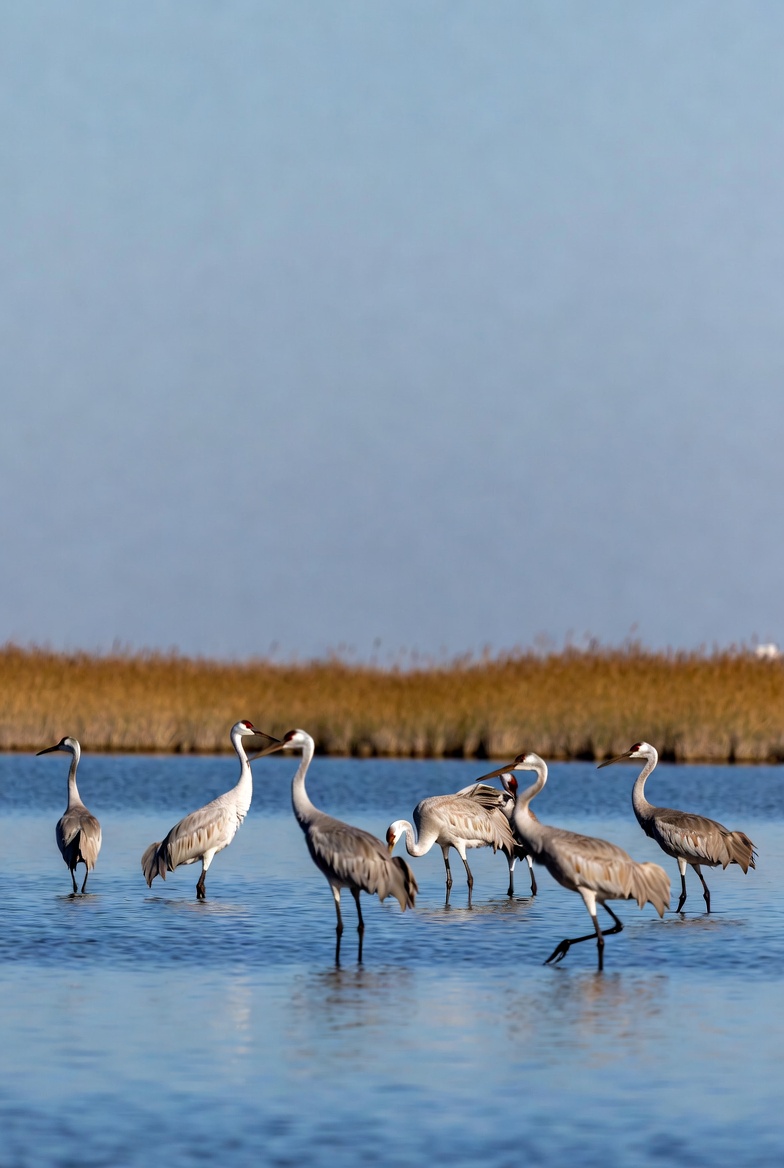 Sandhill Cranes Standing in Water Sandhill Cranes Standing in Water