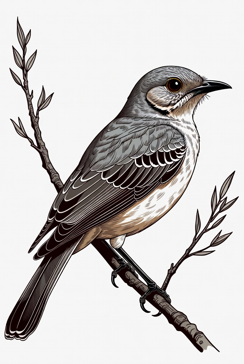 Gray bird perched on branch Gray bird perched on branch