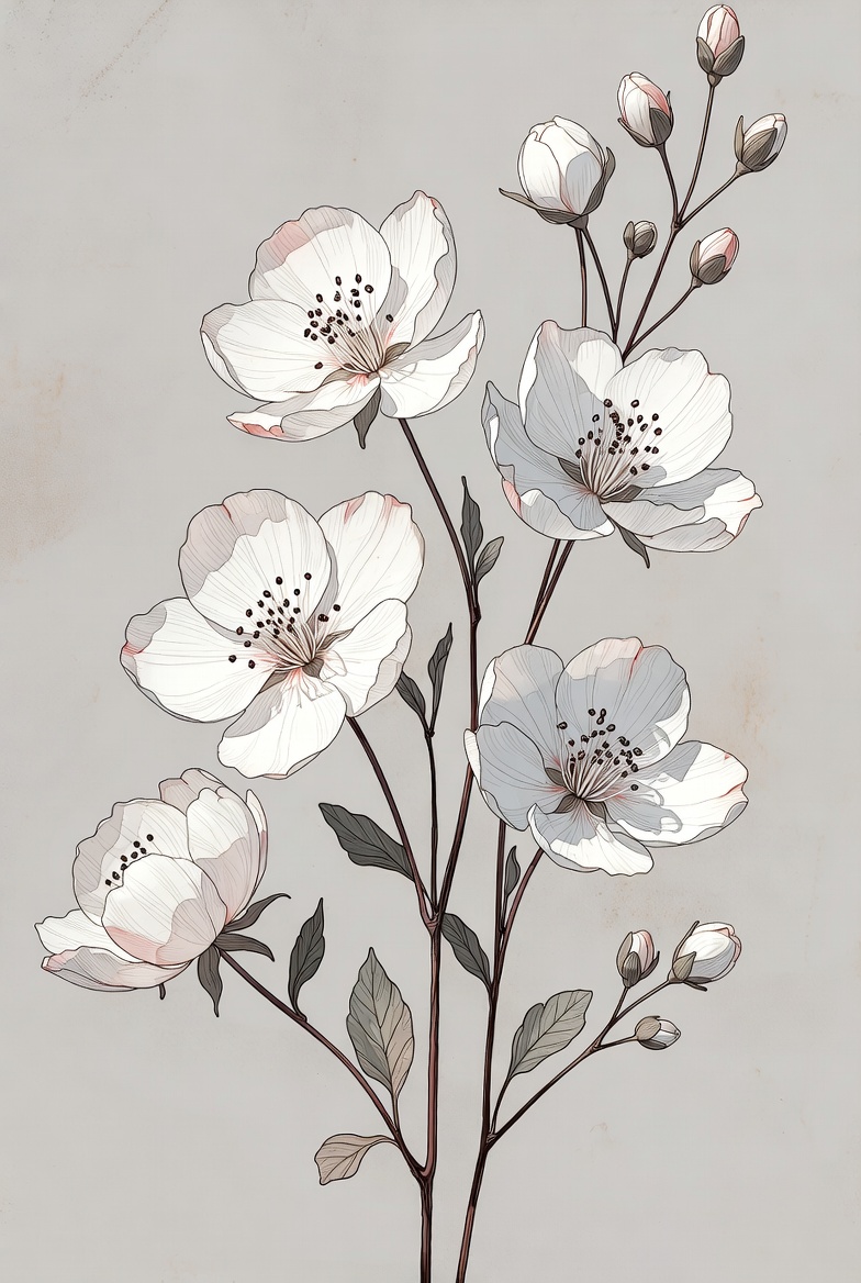 White Blossom Flowers Illustration White Blossom Flowers Illustration