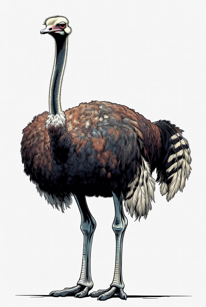 Ostrich standing on white background Ostrich standing on white background
