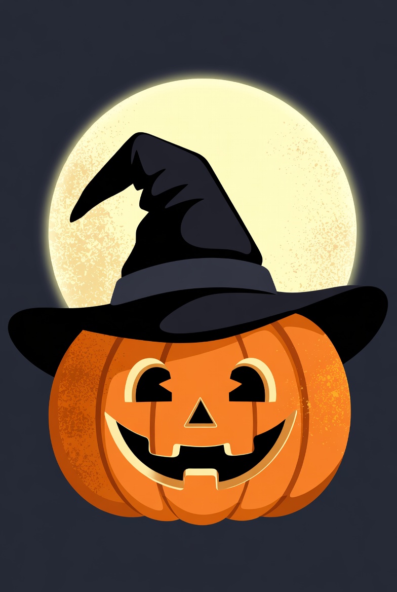 Jack-o-lantern wearing witch hat Jack-o-lantern wearing witch hat