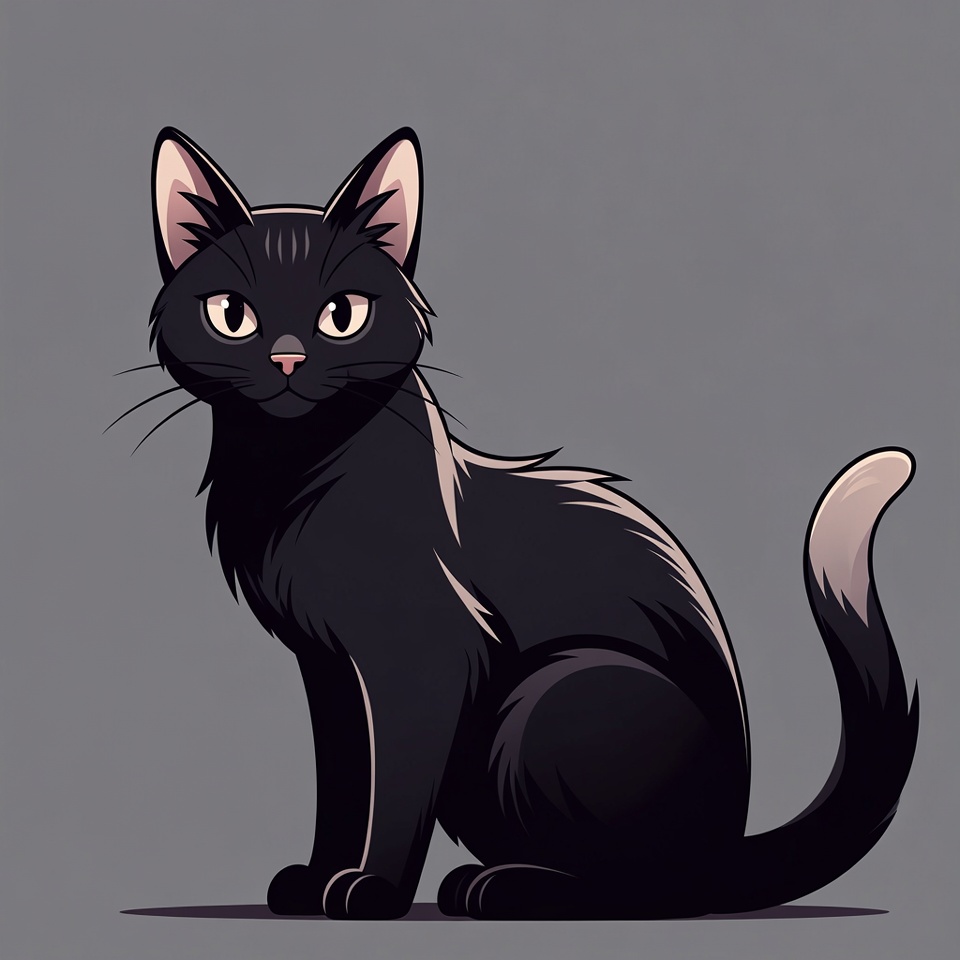 Black cat illustration sitting Black cat illustration sitting