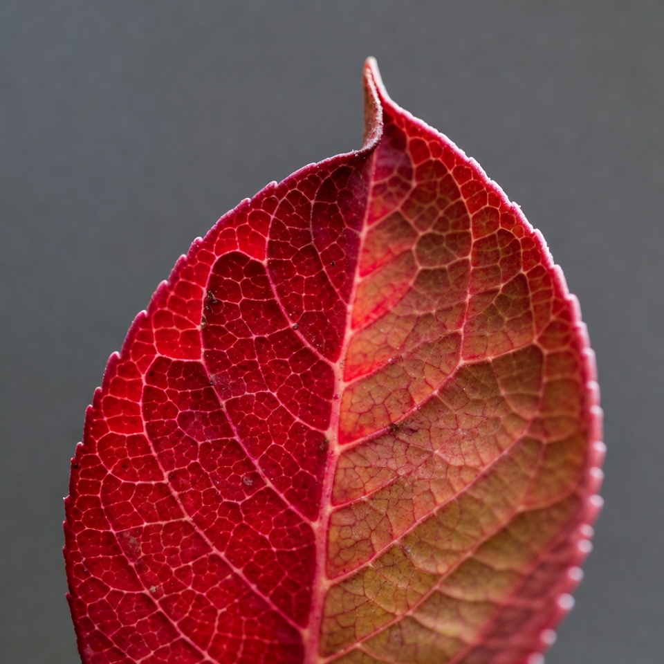 Red Autumn Leaf with Veins Red Autumn Leaf with Veins