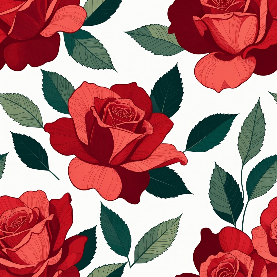 Red Roses Seamless Pattern Red Roses Seamless Pattern