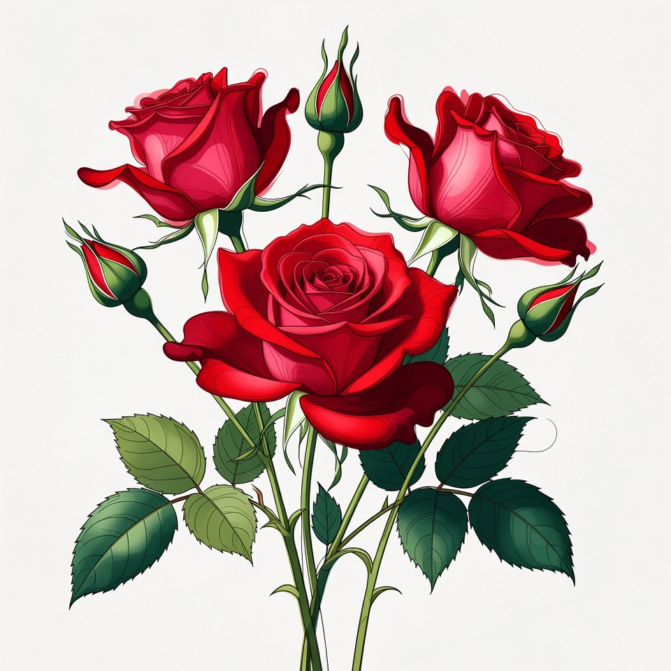 Red Roses Bouquet Illustration Red Roses Bouquet Illustration