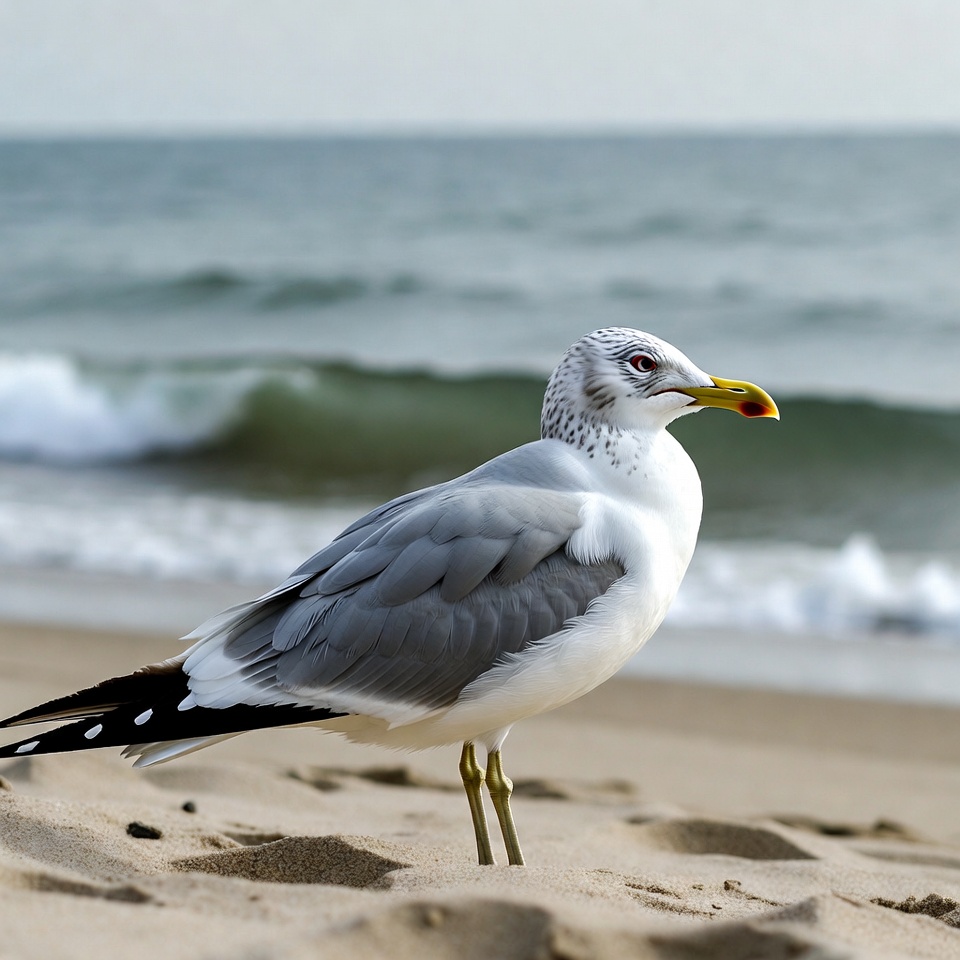 Gull standing on beach Gull standing on beach