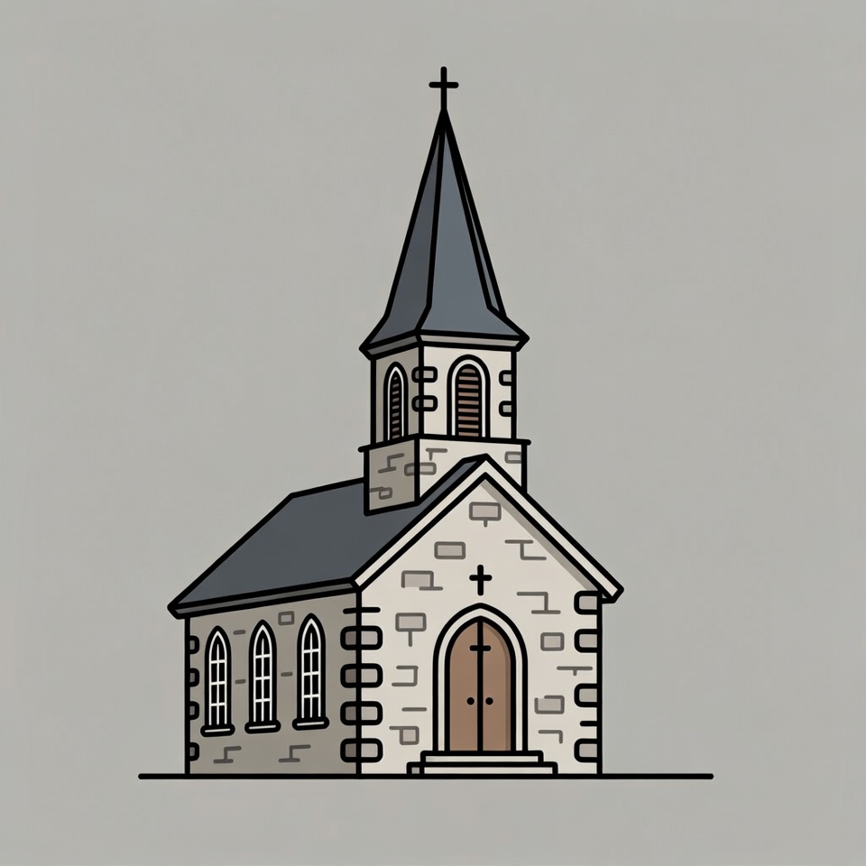 Stone Church with Steeple Illustration Stone Church with Steeple Illustration