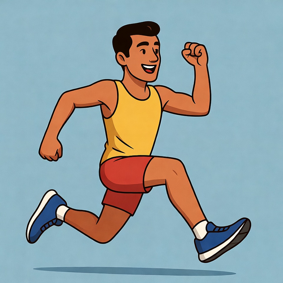 Cartoon man running energetically Cartoon man running energetically